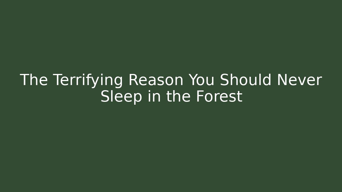 The Terrifying Reason You Should Never Sleep in the Forest