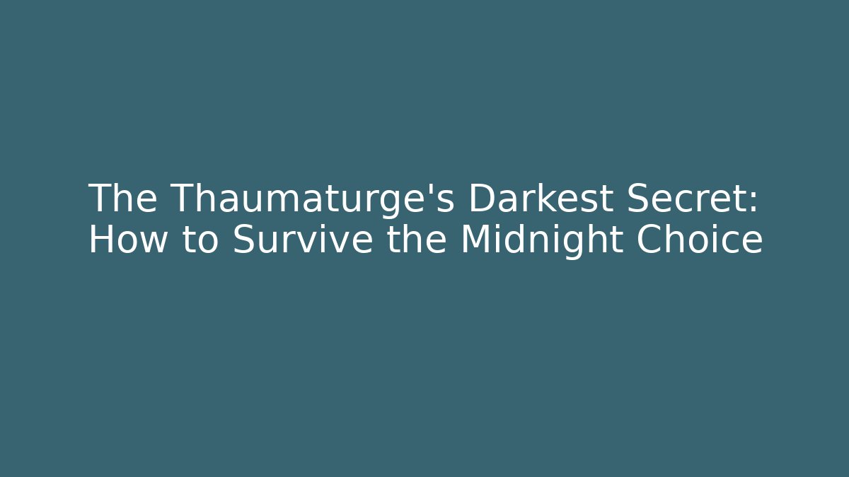 The Thaumaturge's Darkest Secret: How to Survive the Midnight Choice