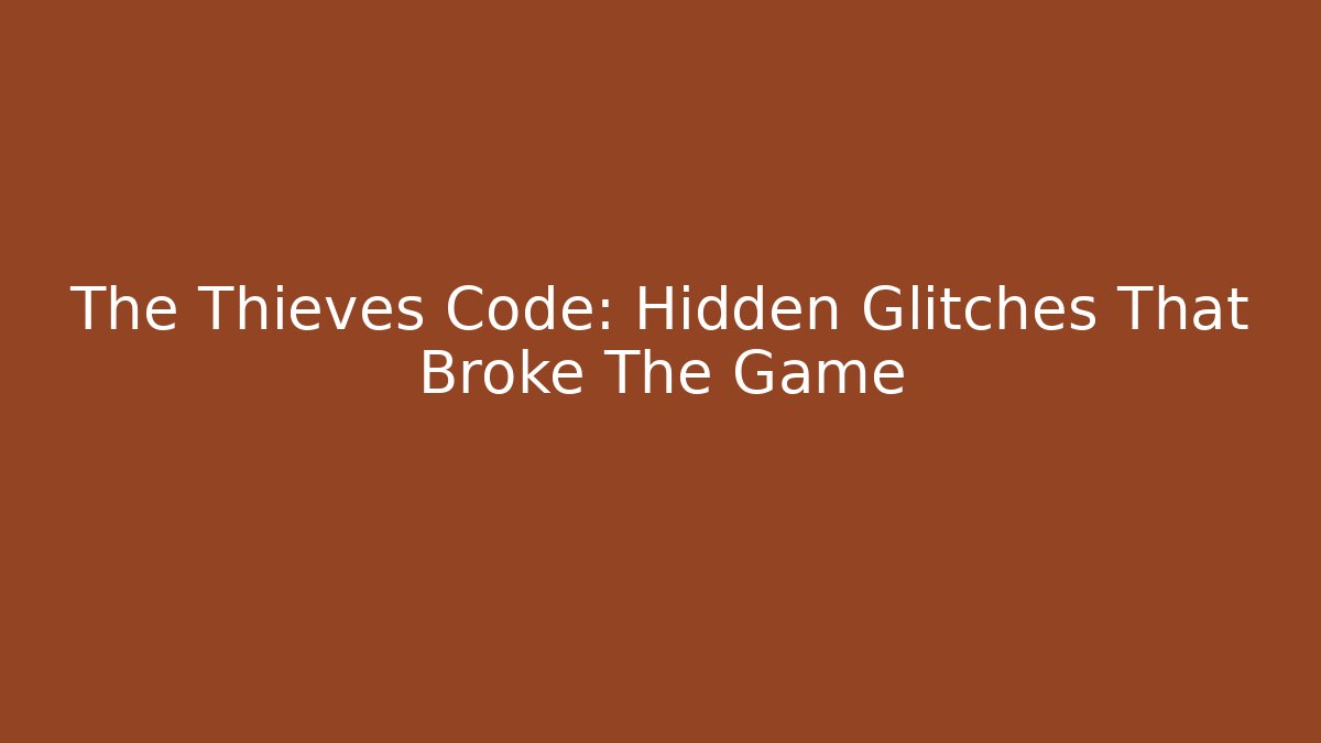 The Thieves Code: Hidden Glitches That Broke The Game