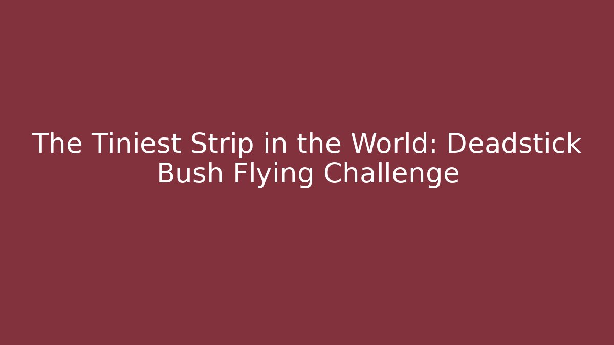 The Tiniest Strip in the World: Deadstick Bush Flying Challenge
