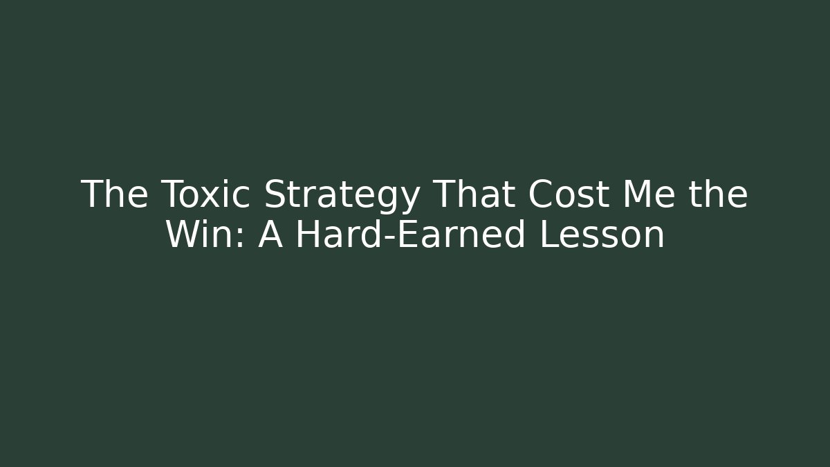The Toxic Strategy That Cost Me the Win: A Hard-Earned Lesson - Critter Realm