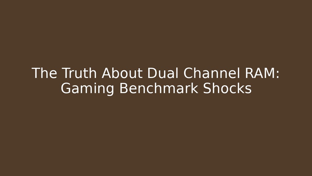 The Truth About Dual Channel RAM: Gaming Benchmark Shocks - Critter Realm