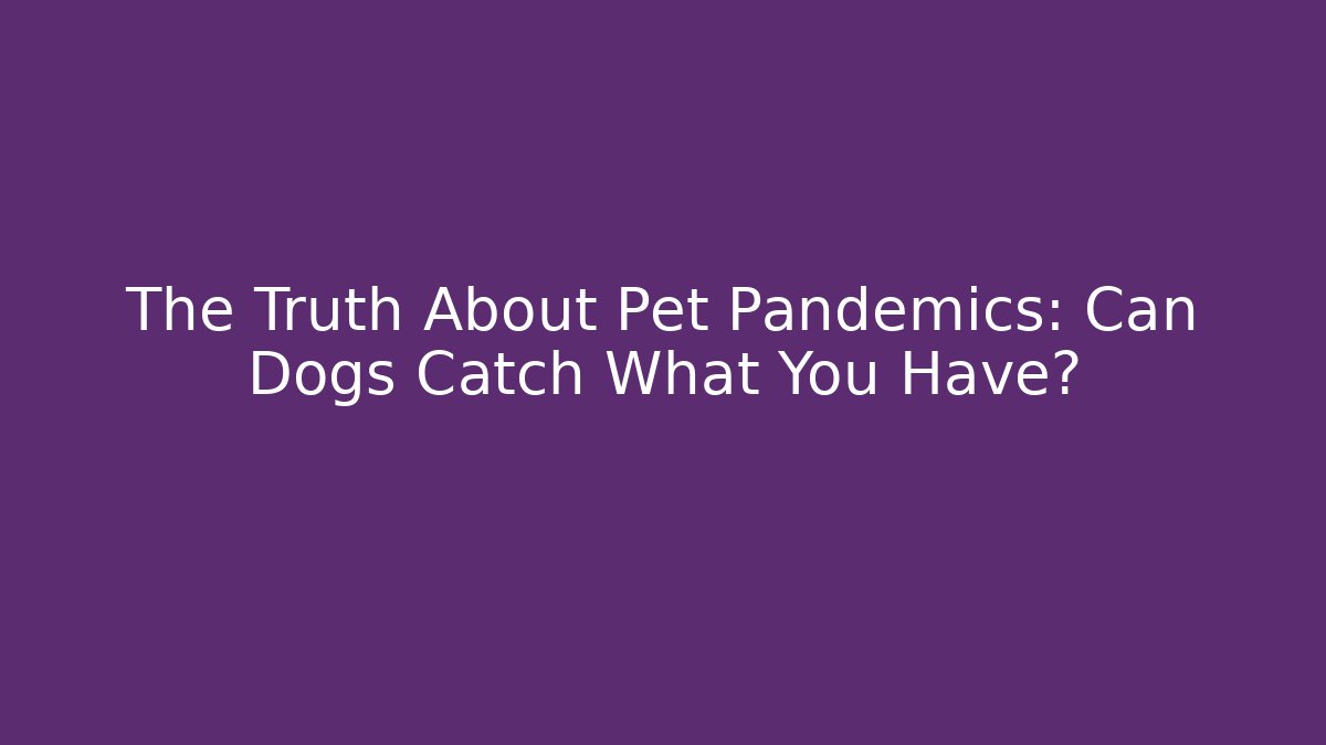 The Truth About Pet Pandemics: Can Dogs Catch What You Have?