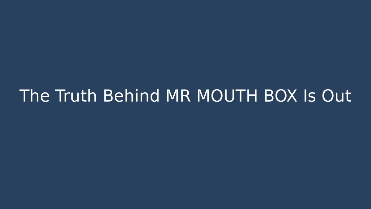 The Truth Behind MR MOUTH BOX Is Out
