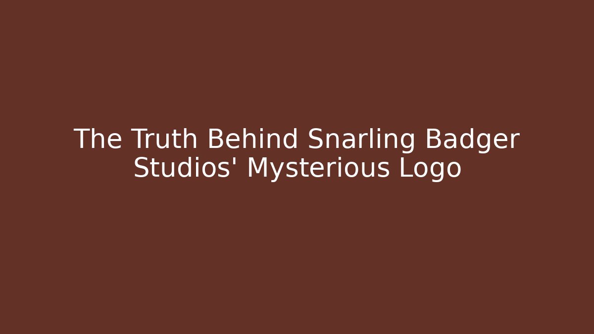 The Truth Behind Snarling Badger Studios' Mysterious Logo - Critter Realm