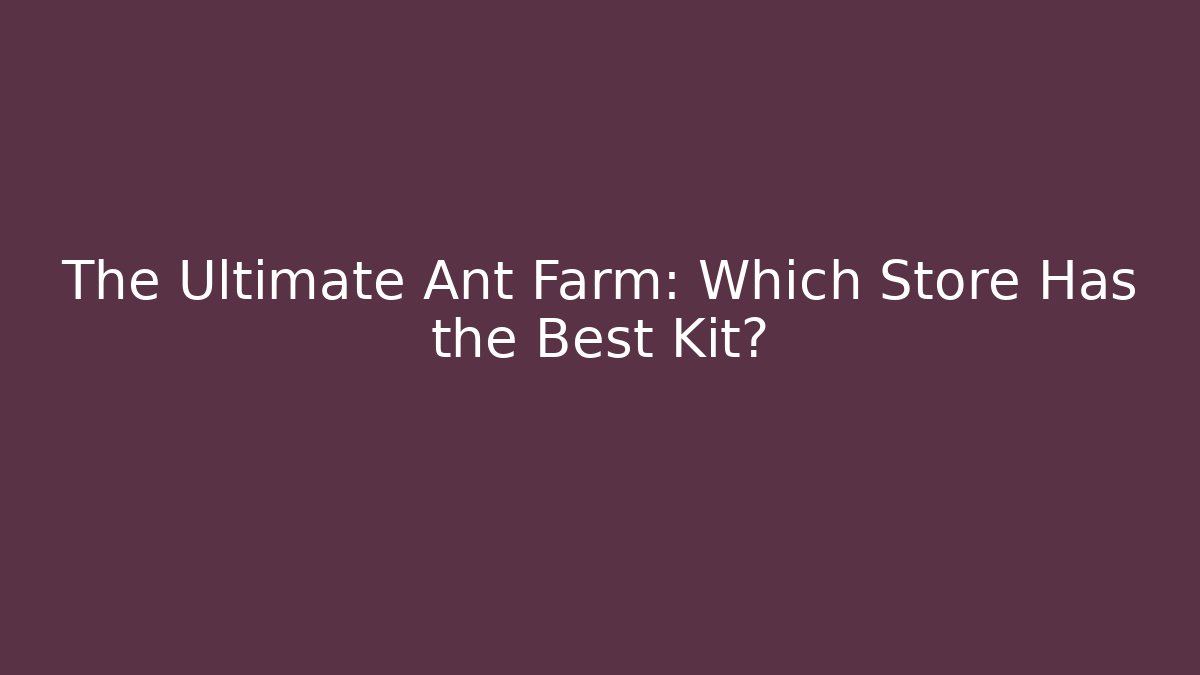 The Ultimate Ant Farm: Which Store Has the Best Kit?