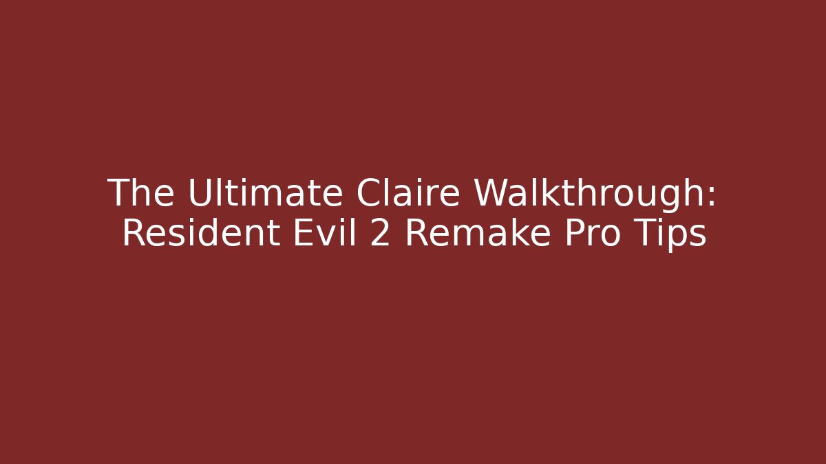 The Ultimate Claire Walkthrough: Resident Evil 2 Remake Pro Tips