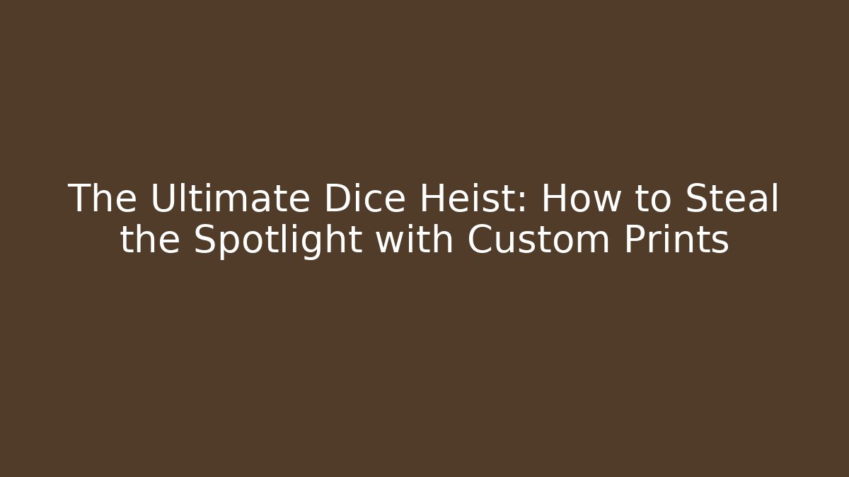 The Ultimate Dice Heist: How to Steal the Spotlight with Custom Prints