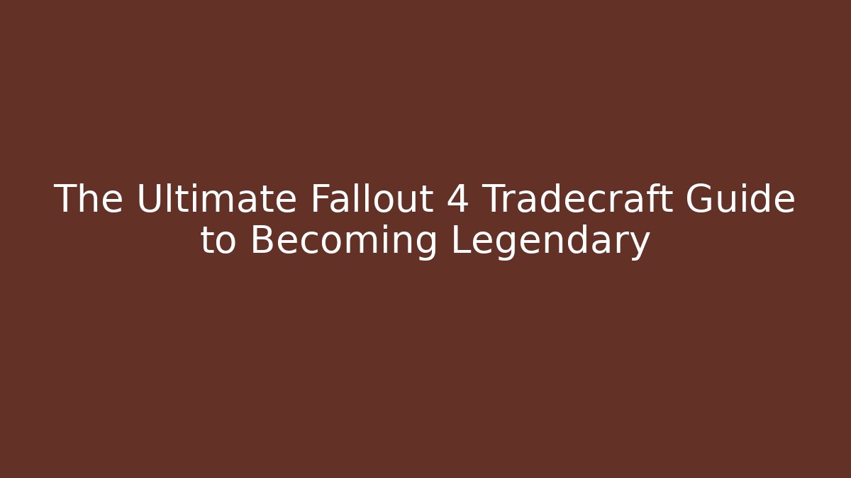 The Ultimate Fallout 4 Tradecraft Guide to Becoming Legendary