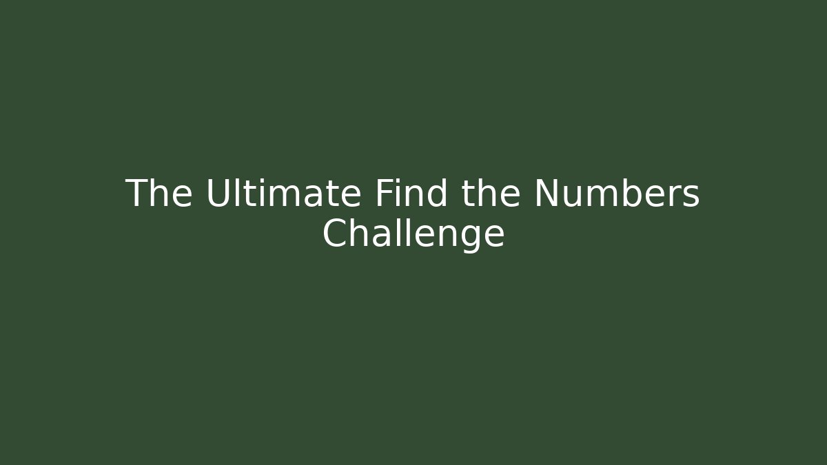 The Ultimate Find the Numbers Challenge