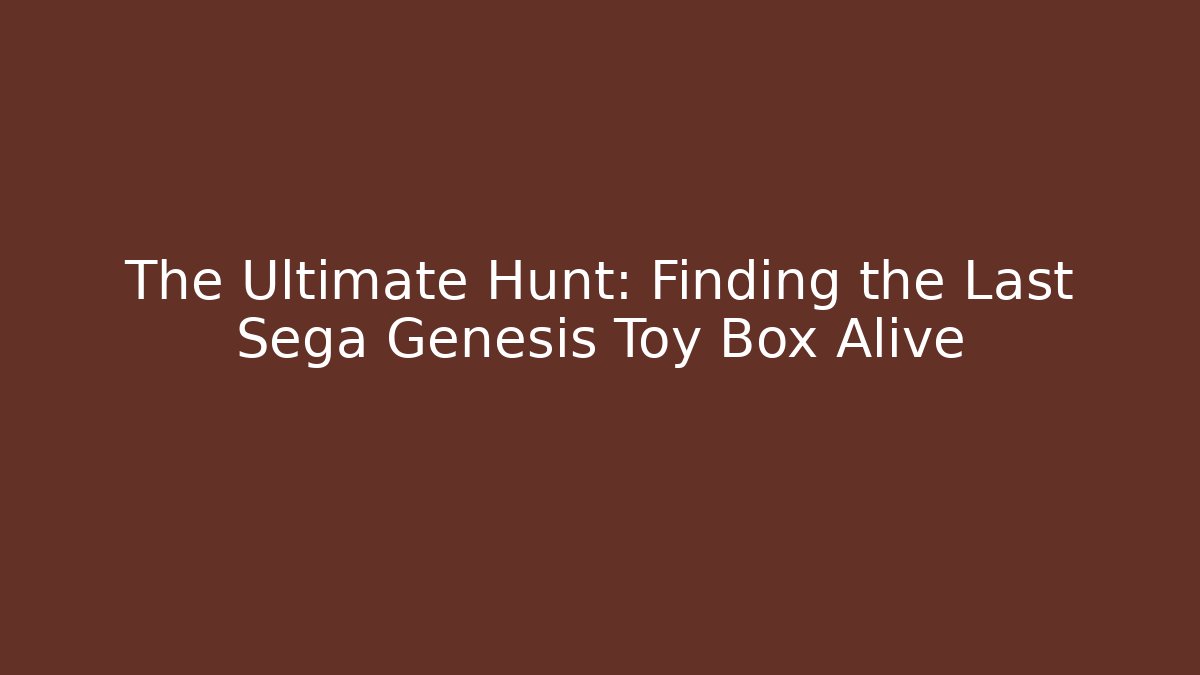 The Ultimate Hunt: Finding the Last Sega Genesis Toy Box Alive