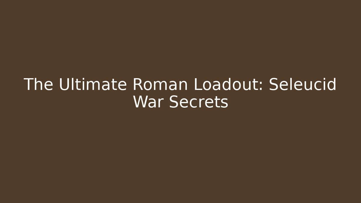 The Ultimate Roman Loadout: Seleucid War Secrets