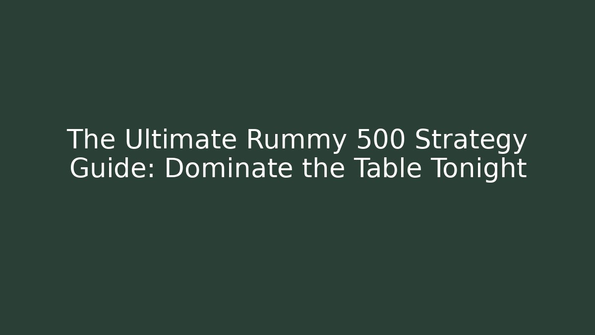 The Ultimate Rummy 500 Strategy Guide: Dominate the Table Tonight