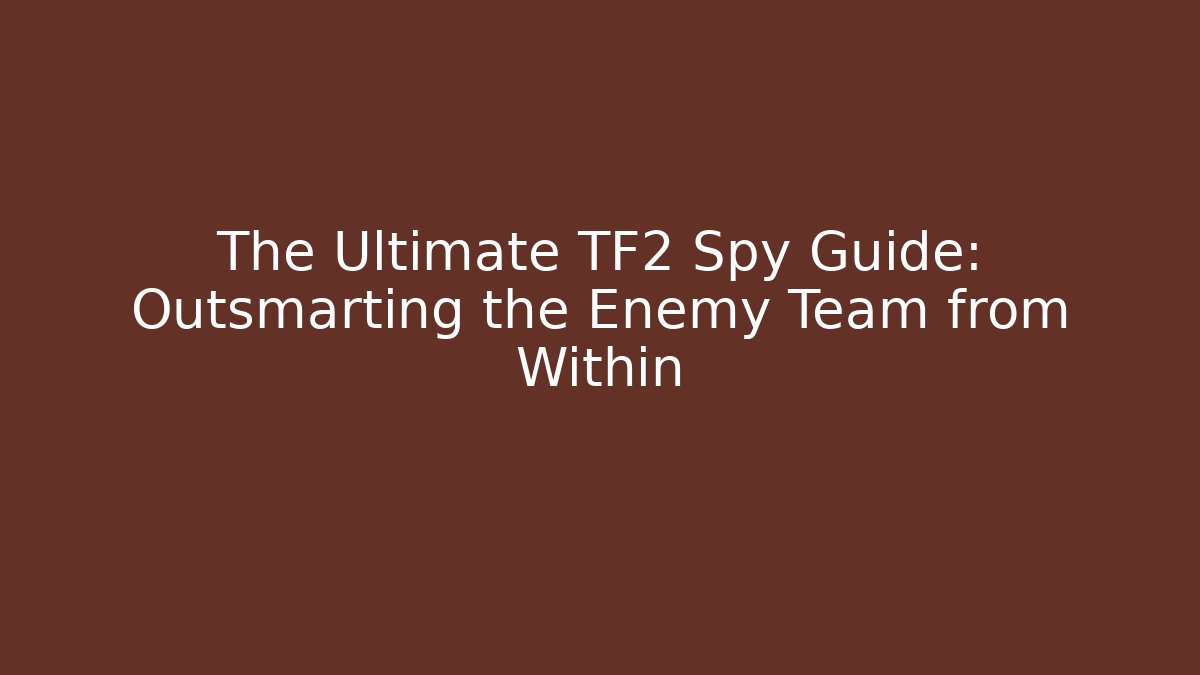 The Ultimate TF2 Spy Guide: Outsmarting the Enemy Team from Within - Critter Realm