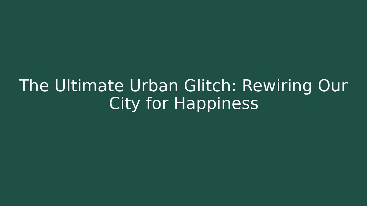 The Ultimate Urban Glitch: Rewiring Our City for Happiness