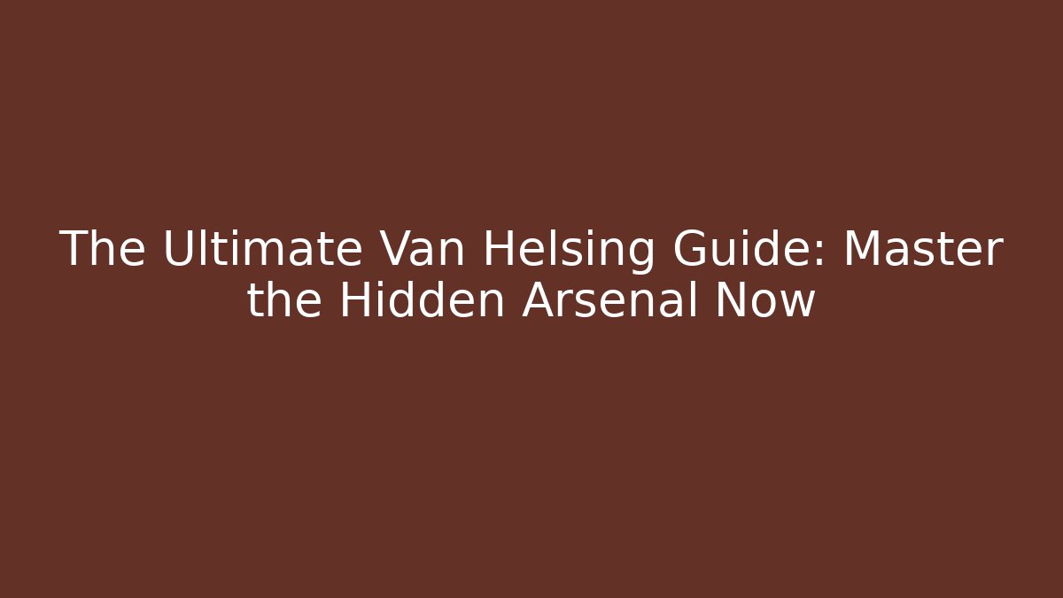 The Ultimate Van Helsing Guide: Master the Hidden Arsenal Now
