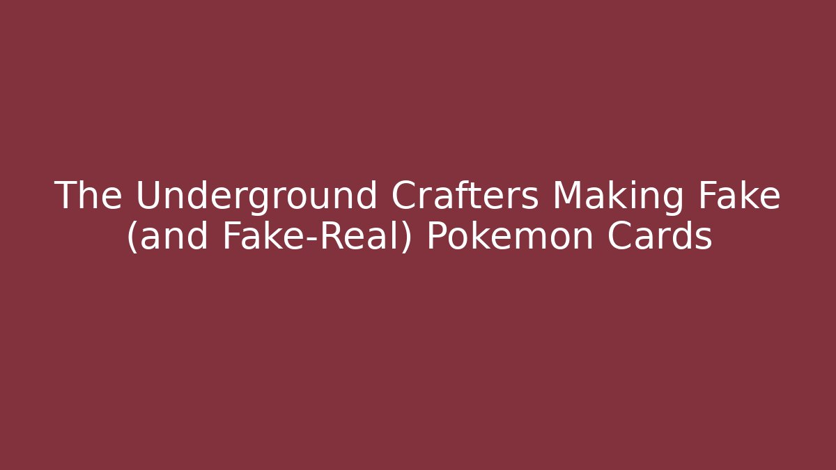 The Underground Crafters Making Fake (and Fake-Real) Pokémon Cards