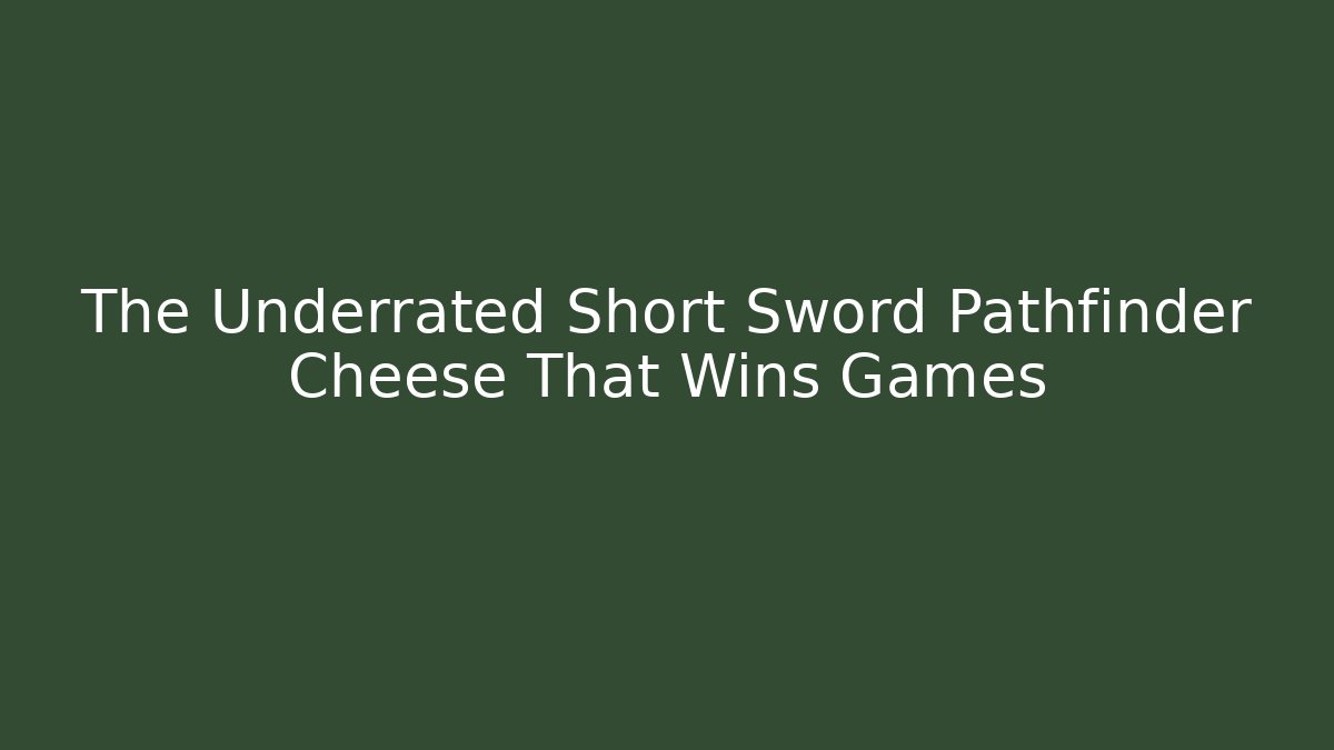 The Underrated Short Sword Pathfinder Cheese That Wins Games