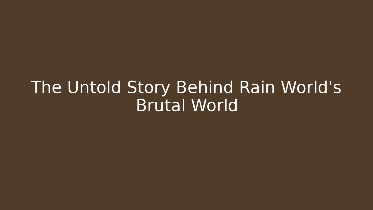 The Untold Story Behind Rain World's Brutal World