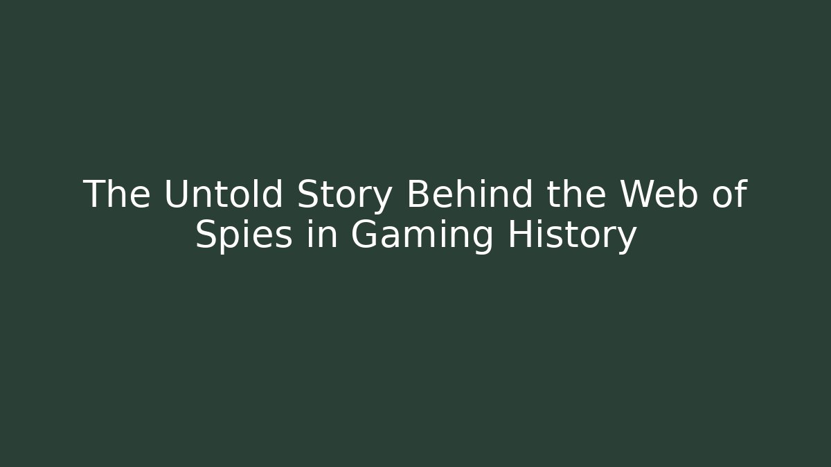The Untold Story Behind the Web of Spies in Gaming History