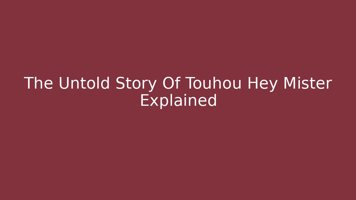 The Untold Story Of Touhou Hey Mister Explained