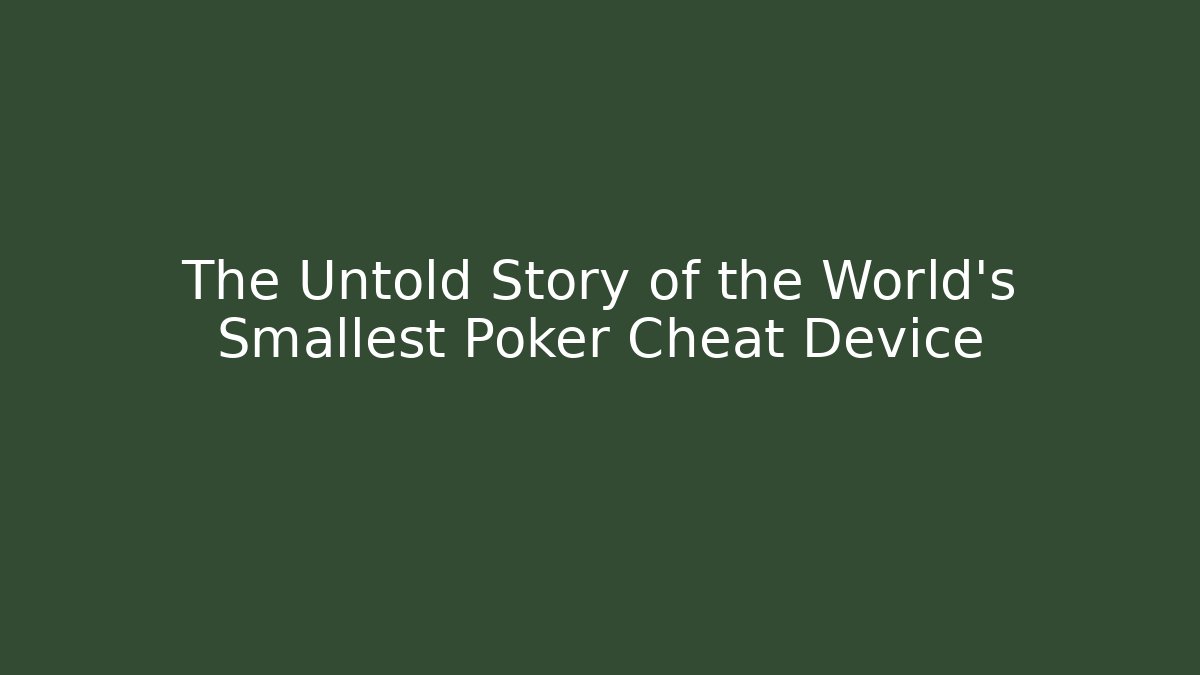 The Untold Story of the World's Smallest Poker Cheat Device