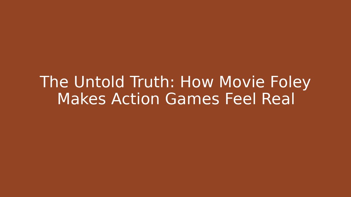 The Untold Truth: How Movie Foley Makes Action Games Feel Real