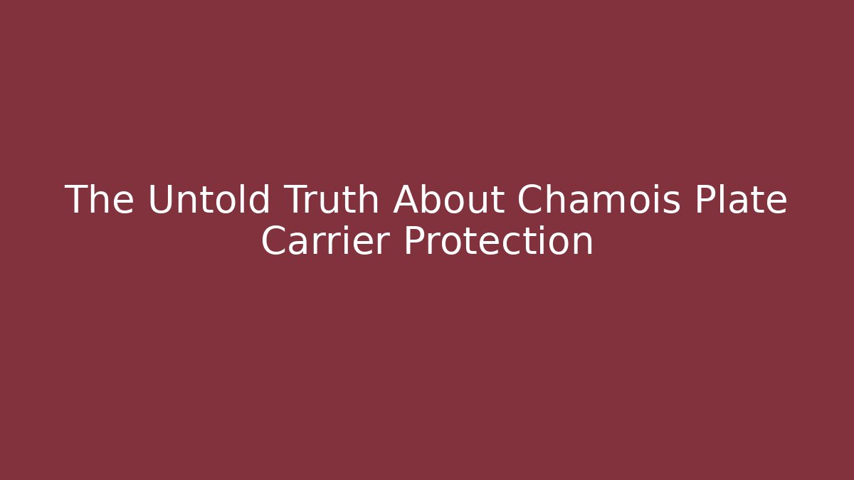 The Untold Truth About Chamois Plate Carrier Protection