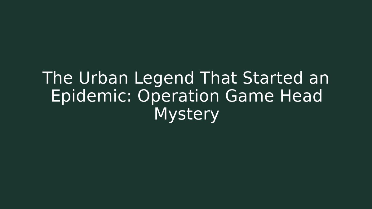 The Urban Legend That Started an Epidemic: Operation Game Head Mystery