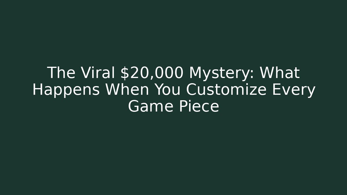 The Viral $20,000 Mystery: What Happens When You Customize Every Game Piece