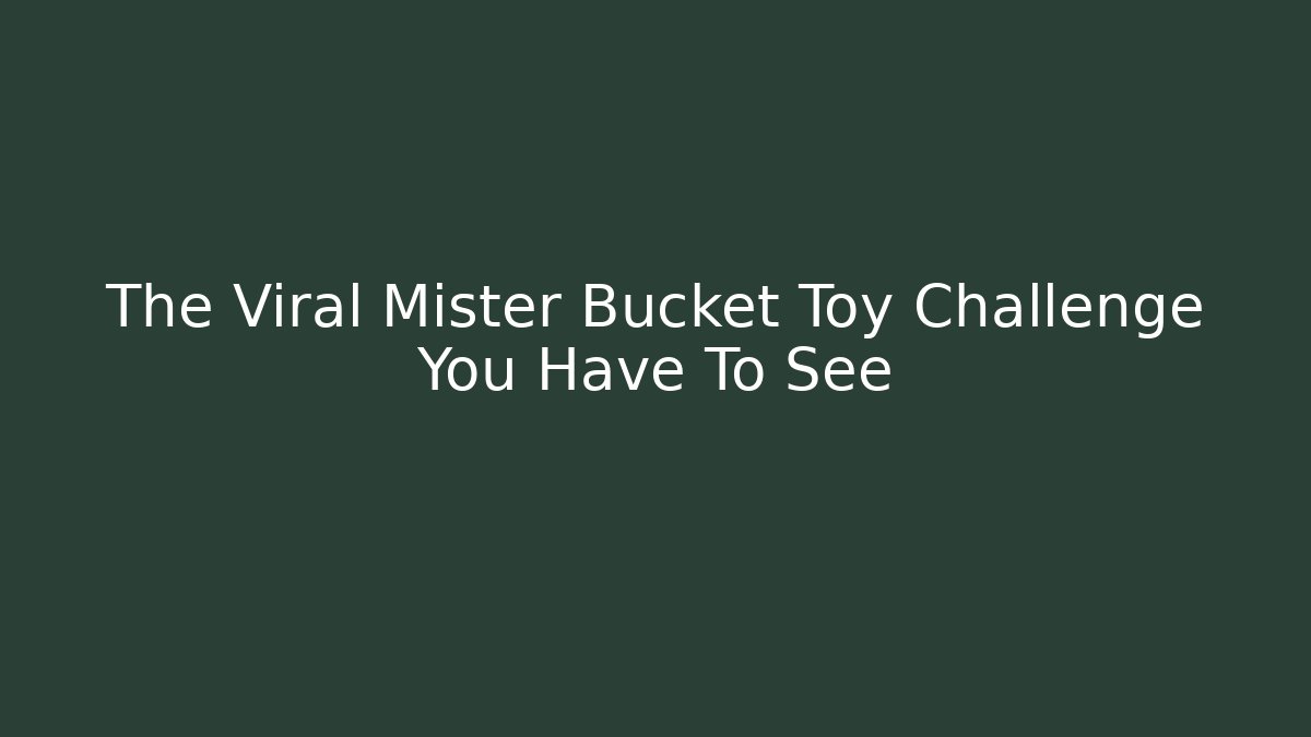 The Viral Mister Bucket Toy Challenge You Have To See