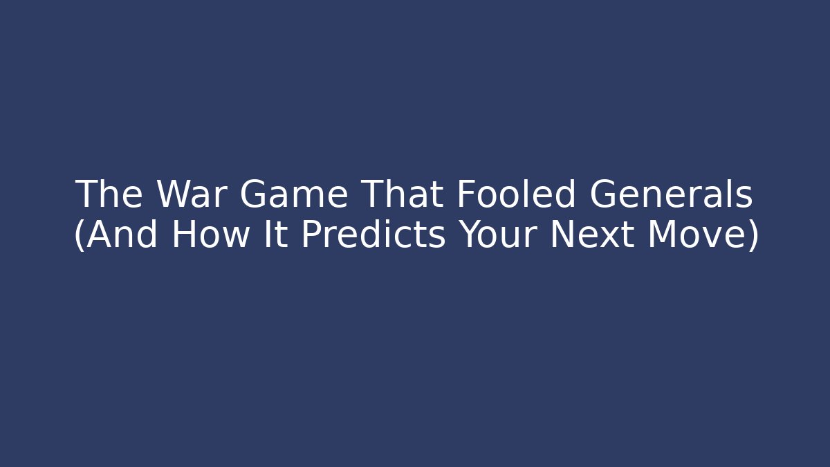 The War Game That Fooled Generals (And How It Predicts Your Next Move)