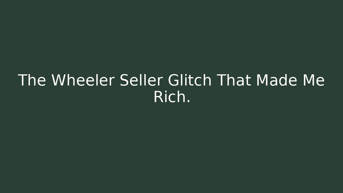 The Wheeler Seller Glitch That Made Me Rich.