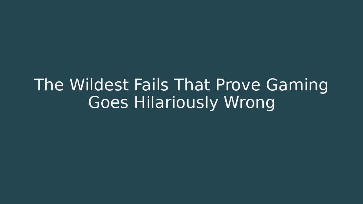 The Wildest Fails That Prove Gaming Goes Hilariously Wrong