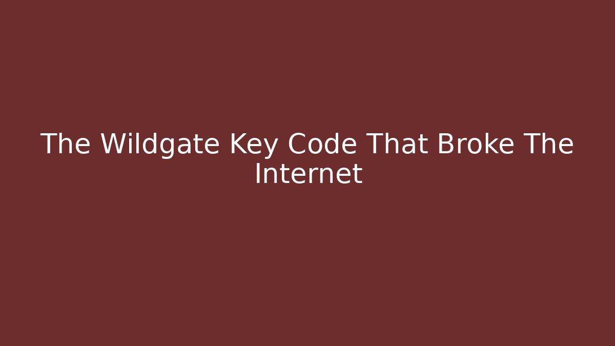 The Wildgate Key Code That Broke The Internet