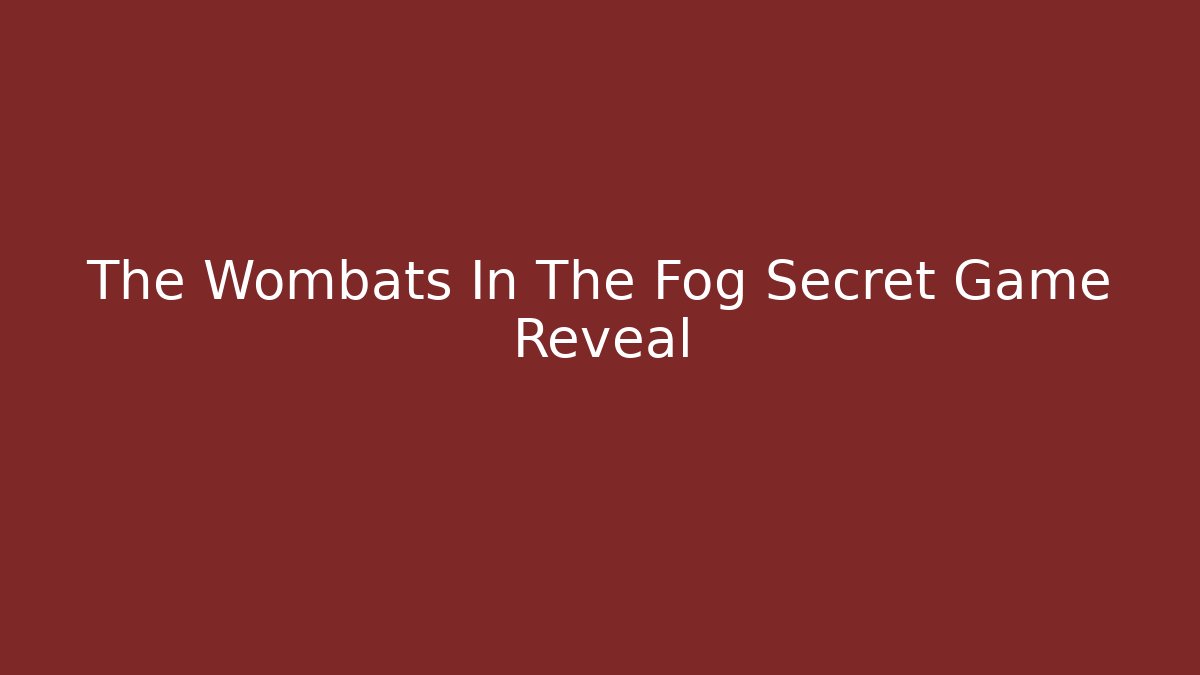 The Wombats In The Fog Secret Game Reveal