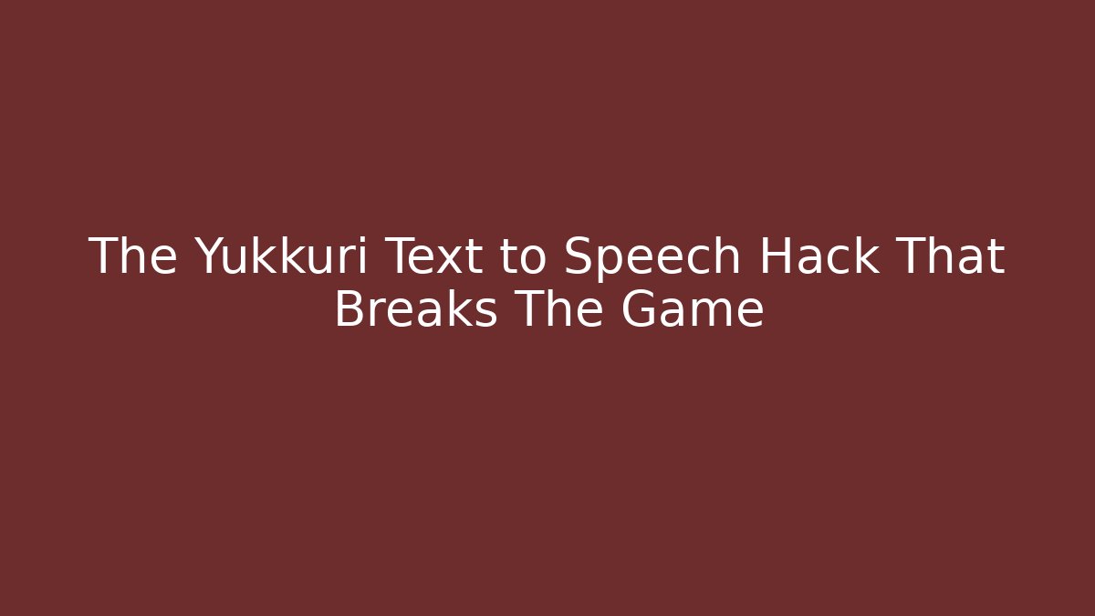 The Yukkuri Text to Speech Hack That Breaks The Game - Critter Realm
