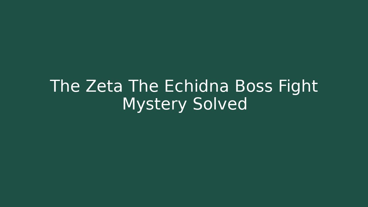The Zeta The Echidna Boss Fight Mystery Solved