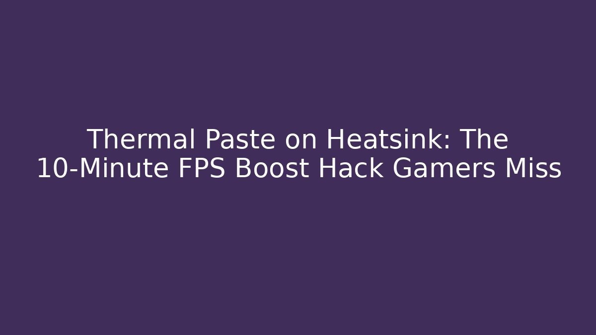 Thermal Paste on Heatsink: The 10-Minute FPS Boost Hack Gamers Miss - Critter Realm
