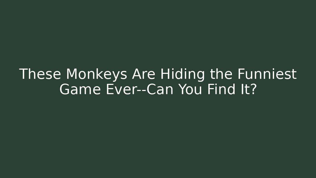 These Monkeys Are Hiding the Funniest Game Ever—Can You Find It?