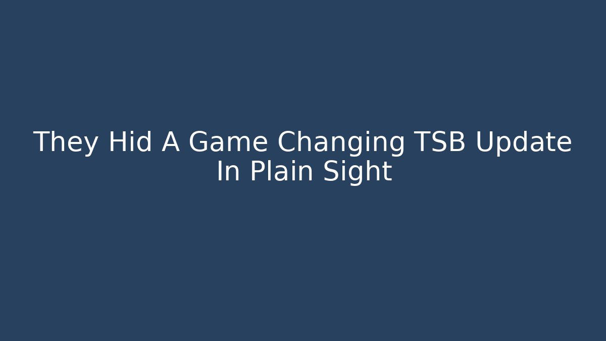 They Hid A Game Changing TSB Update In Plain Sight - Critter Realm