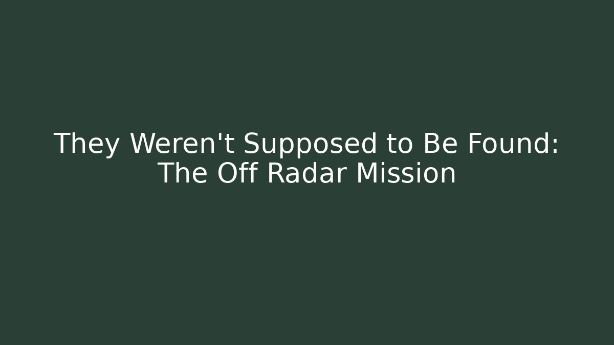 They Weren't Supposed to Be Found: The Off Radar Mission