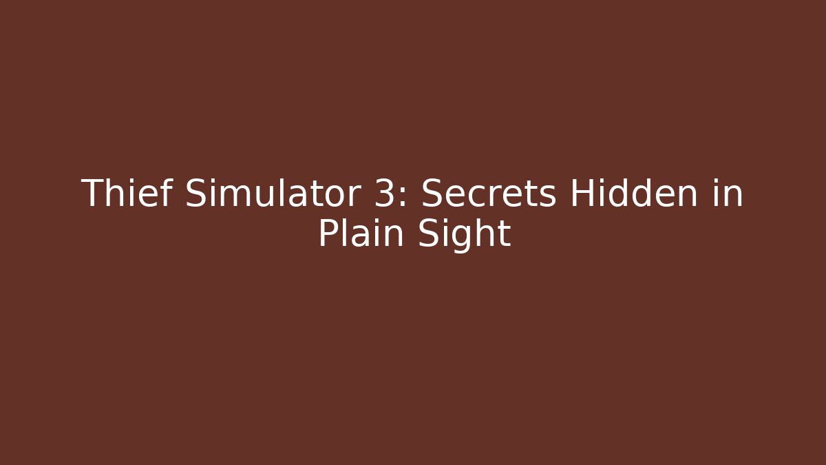 Thief Simulator 3: Secrets Hidden in Plain Sight