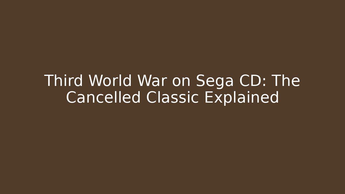 Third World War on Sega CD: The Cancelled Classic Explained