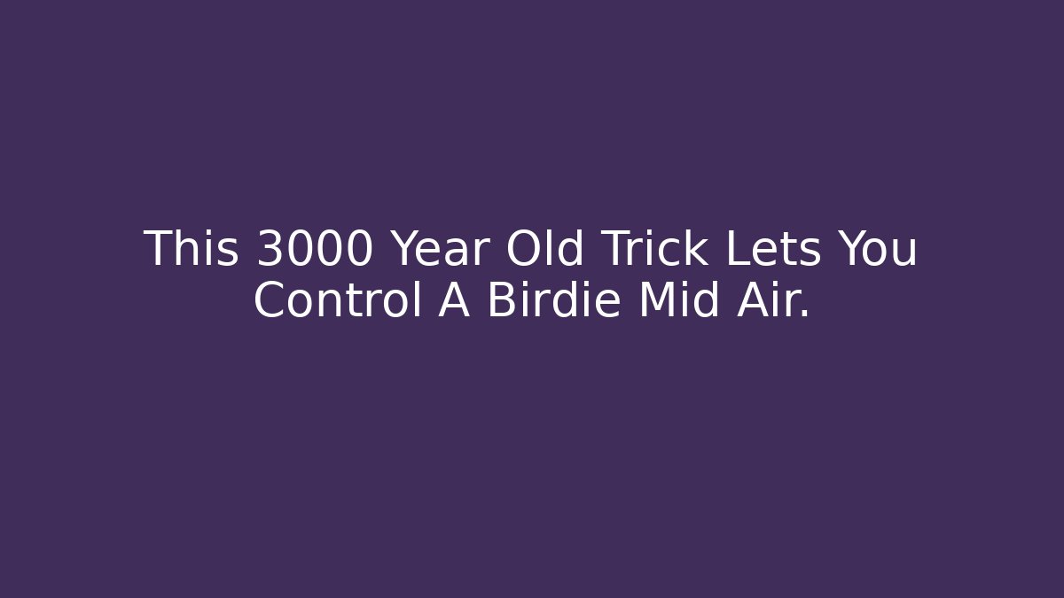 This 3000 Year Old Trick Lets You Control A Birdie Mid Air.