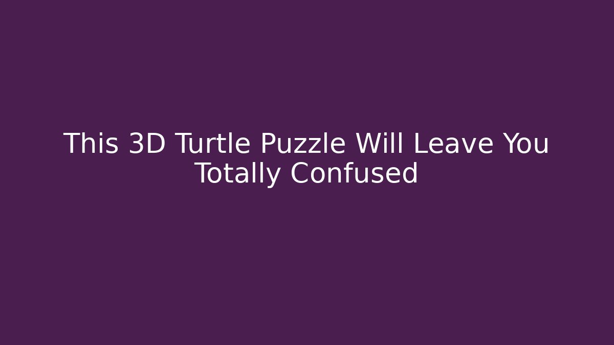 This 3D Turtle Puzzle Will Leave You Totally Confused