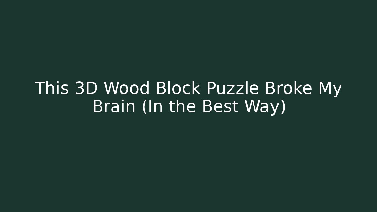 This 3D Wood Block Puzzle Broke My Brain (In the Best Way)
