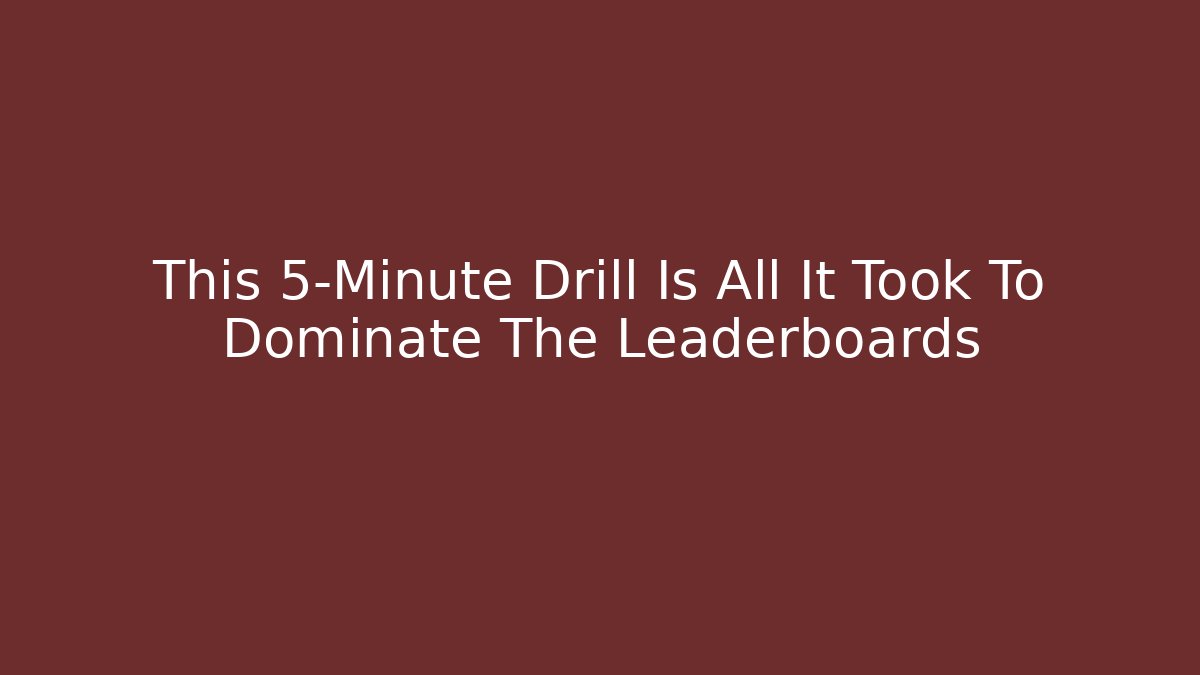 This 5-Minute Drill Is All It Took To Dominate The Leaderboards - Critter Realm