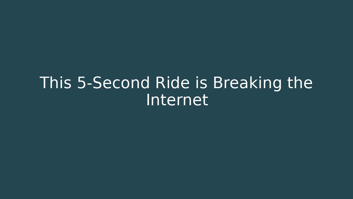This 5-Second Ride is Breaking the Internet - Critter Realm