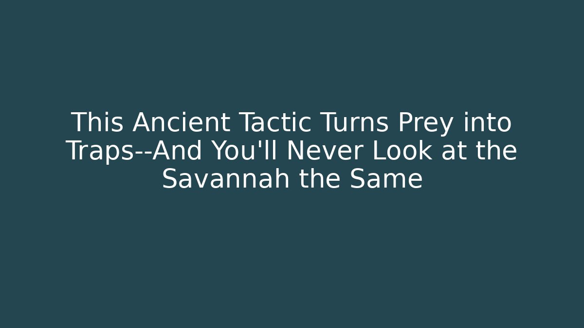 This Ancient Tactic Turns Prey into Traps—And You'll Never Look at the Savannah the Same